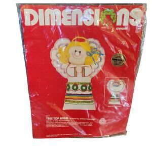 1981 Dimensions Tree Top Angel #8011 Crewel Kit 8" Ornament Arleen Hoeweler